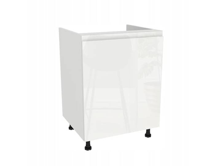 Laclar FREZO Spülenunterschrank - Grifflos - Soft-Close - Hochglanz - Funktional & Elegant für Ihre Küche - 60x48,5x72 cm - Weiß, Front: Hochglanz Weiß grifflos