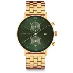 KAPTEN & SON  - CHRONO SMALL Gold Green Steel