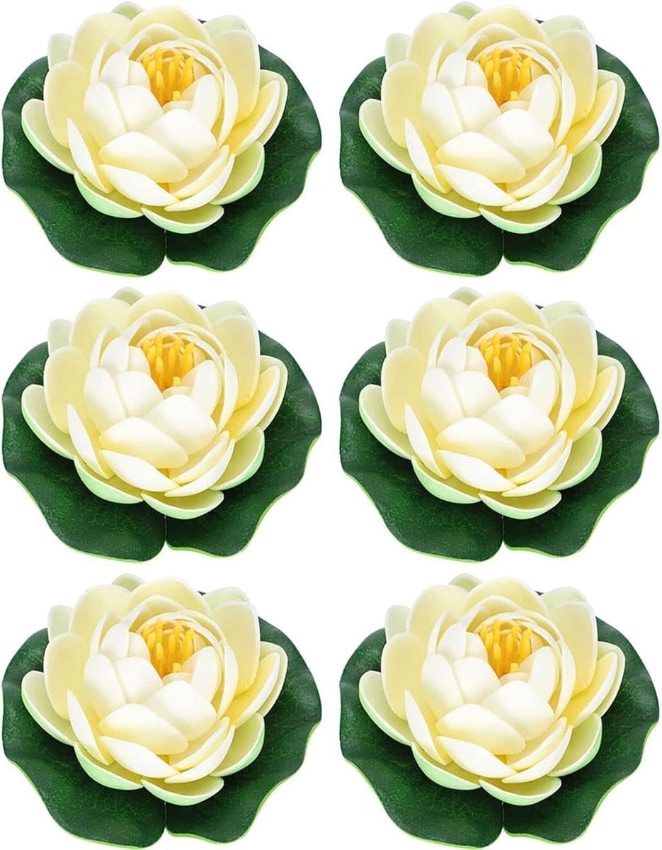 Set van 6 veelkleurige kunstmatige drijvende lotusbloemen voor aquariumdecoratie