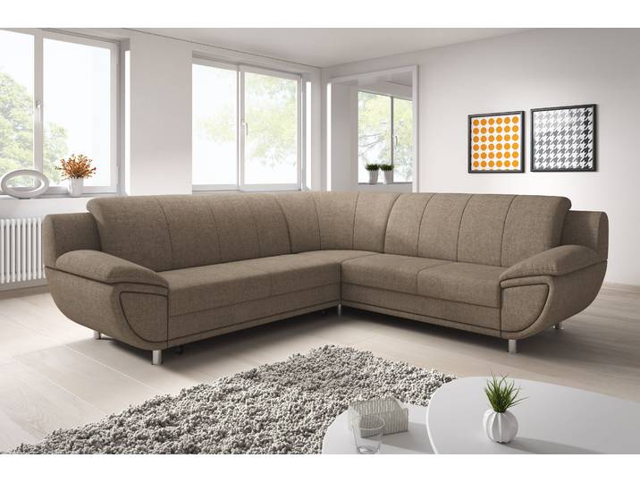 Ecksofa TRENDMANUFAKTUR Rondo II 267 cm, zeitlos & elegant, bequeme Armlehnen, L-Form , braun (tan), B:267cm H:85cm T:247cm, Struktur (100% Polyester), Sofas, Ecksofa, wahlweise mit Federkern, wahlweise mit Bettfunktion, B/T 267/247cm