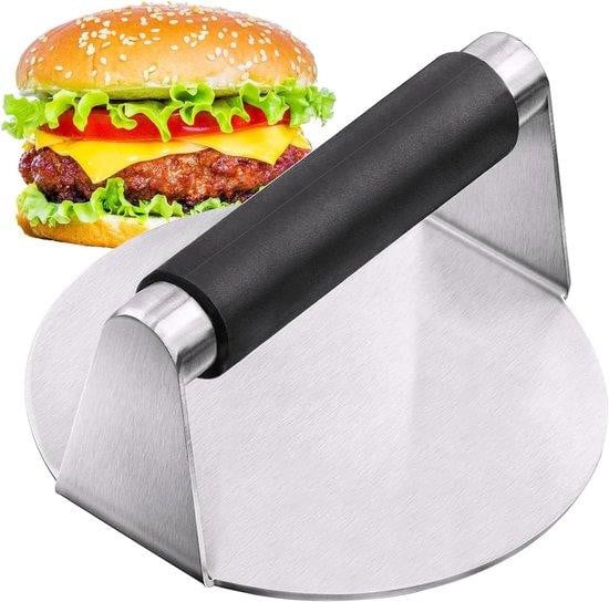 Benza Ibenzoa RVS burgerpers voor rundvlees met vetopvangbak, 14 cm