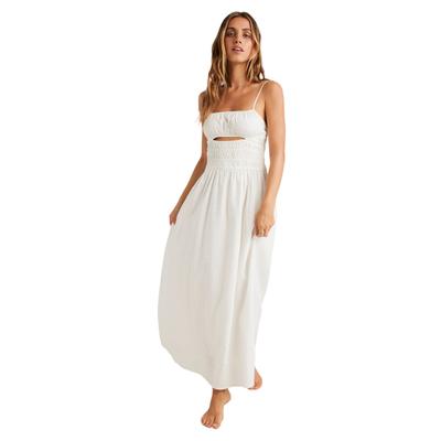 Maxikleid BILLABONG "Cloud", Damen, Gr. L, Kurzarm, weiß, Obermaterial: 100% Baumwolle., Kleider Maxikleid