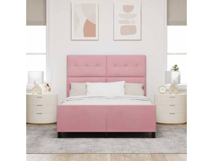 KTHLBRH Boxspringbett Samt Rosa 140 x 200 cm Massives Kiefernholz, modernes Design, Kopfteil inklusive, rechteckige Form