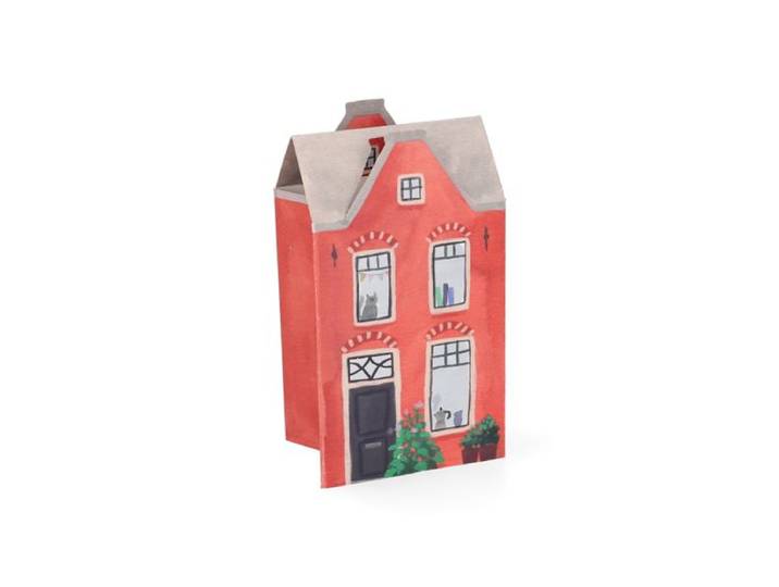 Kaart 3D met envelop, gevelhuisje
