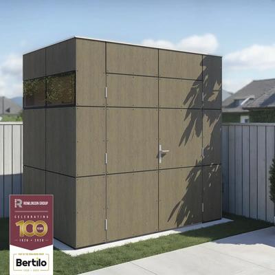 Gartenhaus Bertilo Trespa HPL Design Mini 231 x 165 cm Milano Grigio Holzoptik