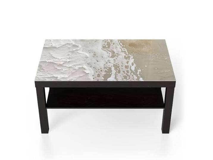 DEQORI Glastisch schwarz groß 90x50 cm Motiv Abstrakte Leichtigkeit ausgefallener Beistelltisch aus Glas Hochglanz Couchtisch fürs Wohnzimmer moderner Couch Tisch mit Design