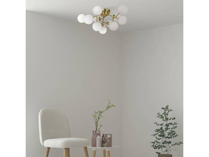 Plafonnier Dallas - Type B Ø 60cm Doré Verre dépoli / Métal mixte G9