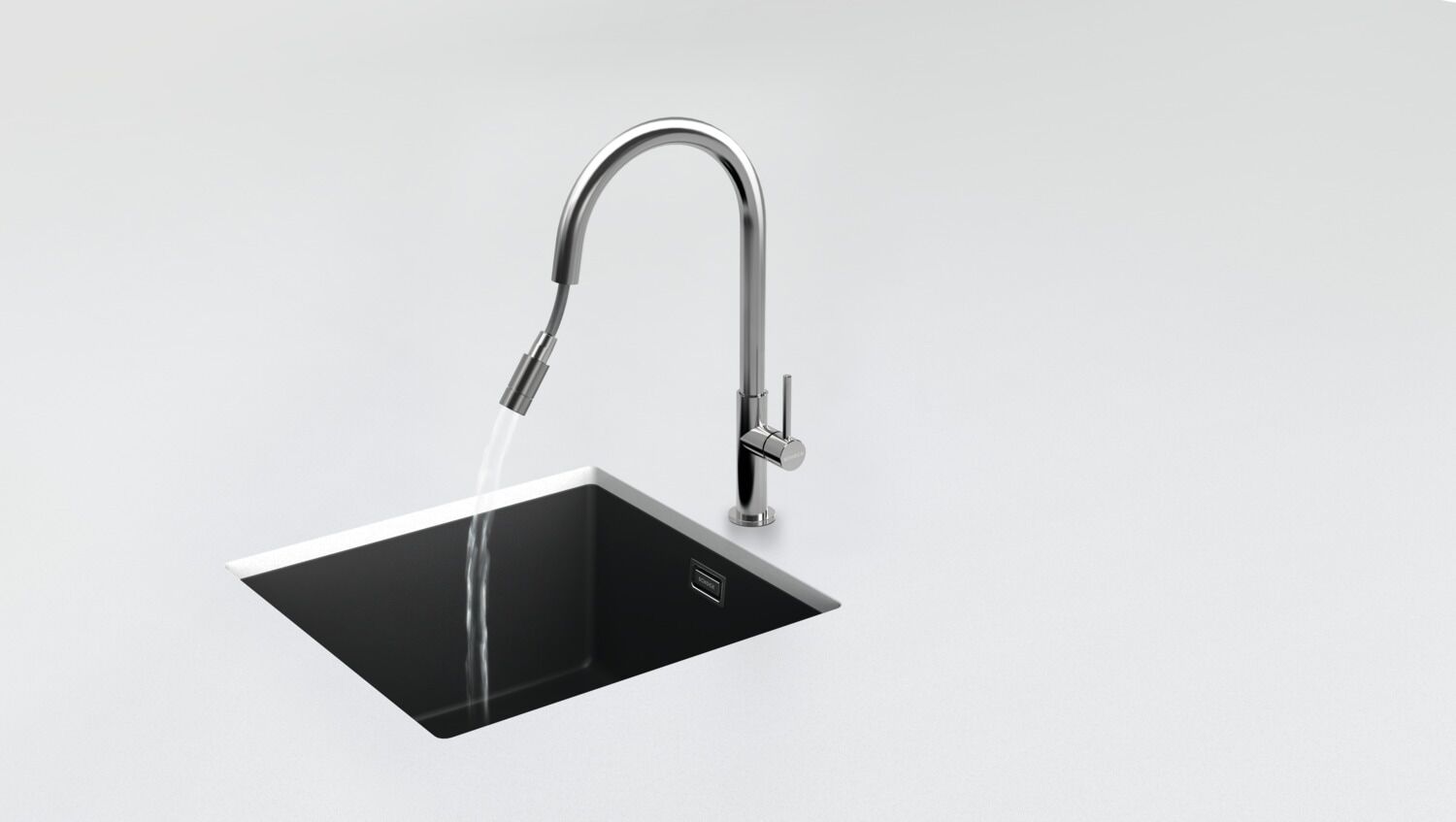Küchenarmatur SCHOCK "Talia", schwarz, B:21cm H:39,8cm Ø:4,5cm, Edelstahl, Armaturen, Küchenarmatur schwarz B/H/T: 21cm x 39,8cm