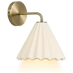 Relaxdays Wandlampe Keramik gefaltet Creme,Gold