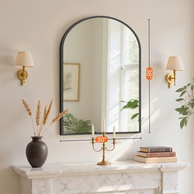 Fusion Finds Modern Arched Bathroom Mirror Gold Wall Mirror For Vanity, Entryway & Bedroom Decor 2 Black