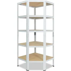 shelfplaza HOME 200x90x60 cm Eckregal in weiß mit 5 Böden und 175 kg Traglast pro Boden