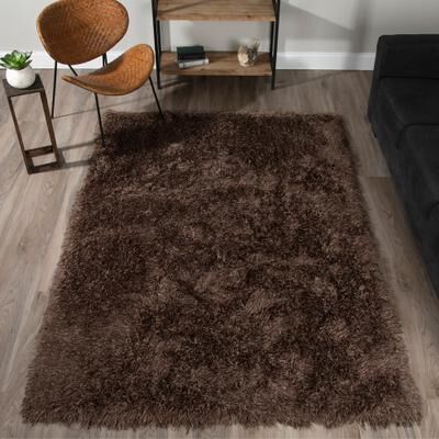 Addison Rugs Addison Aurora Deeply Complex Modern Brown Shag Area Rug