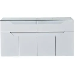 STILVORA Sideboard aus MDF Weiß 140x40x70 cm mit Glasplatte und 2 Schubladen
