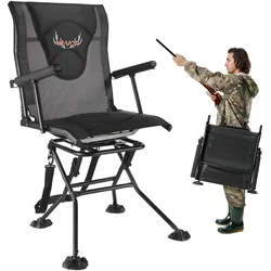 VEVOR Faltstuhl Campingstuhl Anglerstuhl mit Armlehnen & einstellbarem Tragegurt & Stahlrahmen Klappstuhl Gartenstuhl (136 kg belastbar) 360° geräuschlos drehbar, für Picknick Garten Outdoor