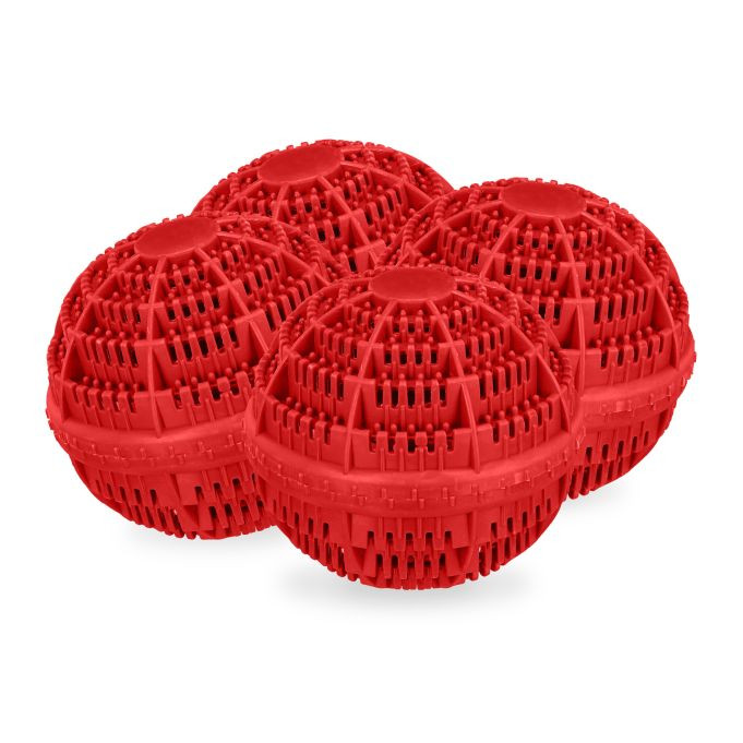 Relaxdays Wasbol zonder wasmiddel, set van 4, rood