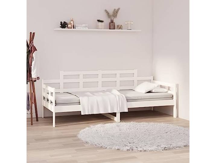 Massives Kiefernholz Tagesbett Schlafsofa Gästebett 80x200 cm Weiß Tagesbett Weiß Massivholz Kiefer 80x200 cm Gästebett Sofa Schlafcouch mit Liegefläche für Schlafzimmer Wohnzimmer