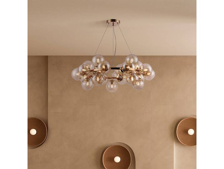 Suspension Dallas - Type N Ø 69cm Doré/Doré Verre coloré / Métal mixte G9