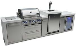 Mont Alpi MAi400-DKEG Deluxe Stainless Steel Modular Outdoor Kitchen Island Gas Grill with Kegerator + Side Burner + Grill Cover