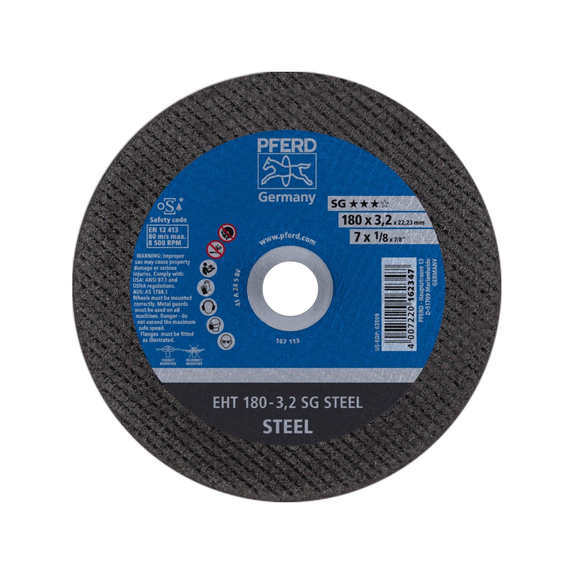 PFERD TOOLS Trennscheibe EHT 180x3,2x22,23 mm gerade Leistungslinie SG STEEL für Stahl (61326222)