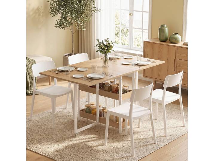 HOMCOM Table à Manger Pliante Industrielle 4 Places Bois Métal