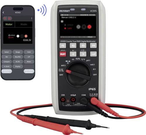 VOLTCRAFT VC915 Industrie-Multimeter kalibriert (ISO) TRMS LoZ CAT III 1000 V, CAT IV 1000V Bluetooth integrierte
