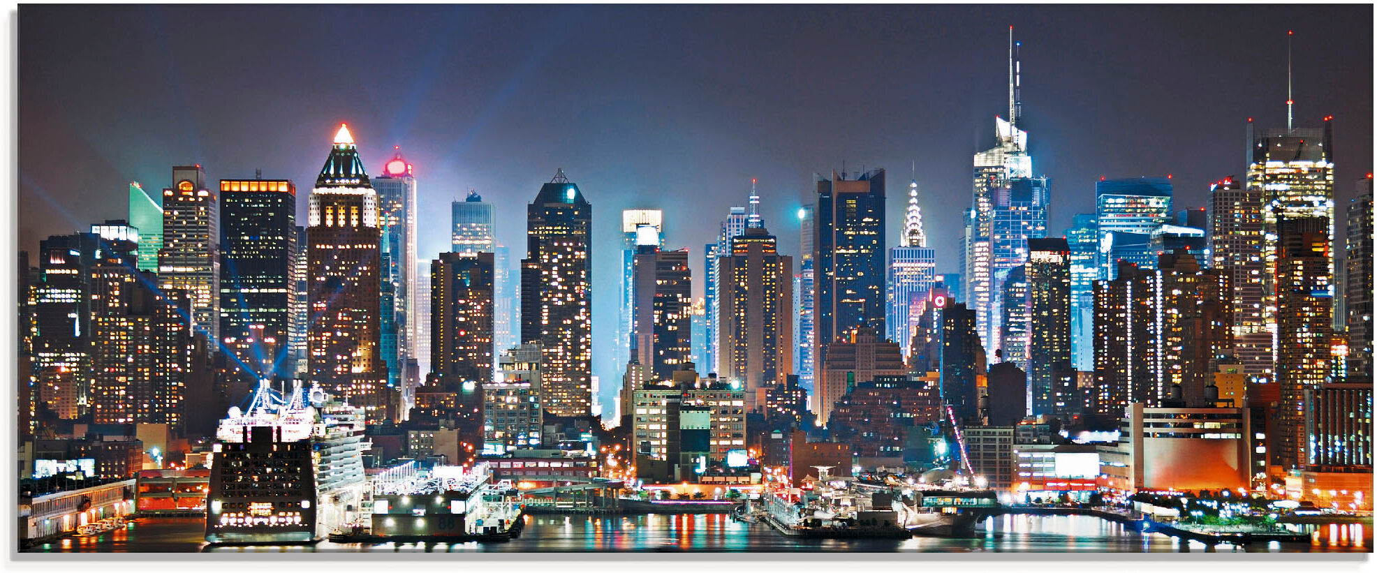 Glasbild ARTLAND "New York City Times Square", blau (farbe bild(er): blau), B:125cm H:50cm, Bilder, Glasbild, in verschiedenen Grössen farbe bild(er): blau B/H/T: 125cm x 50cm, Glasbild Amerika, 1 Stk.