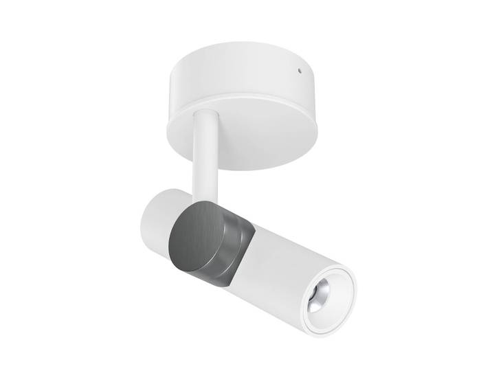 Linea Light LED-Deckenspot Goose, weiß/nickelfarben, Aluminium, 2.700 K Goose, weiß / opal, für Wohn- / Esszimmer, Aluminium, Modern, LED Deckenlampe
