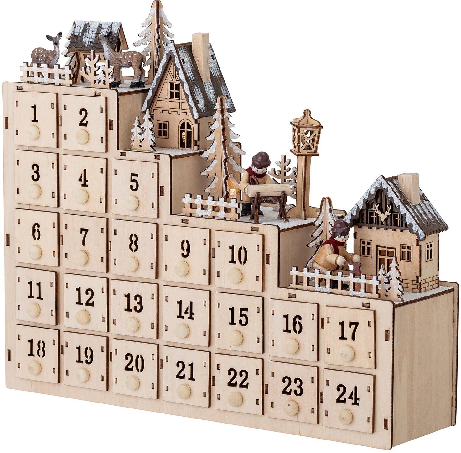 Adventskalender BLOOMINGVILLE "Richi", beige (bunt), B:38cm H:33cm T:10cm, Adventskalender, Adventskalender bunt Einheitsgröße