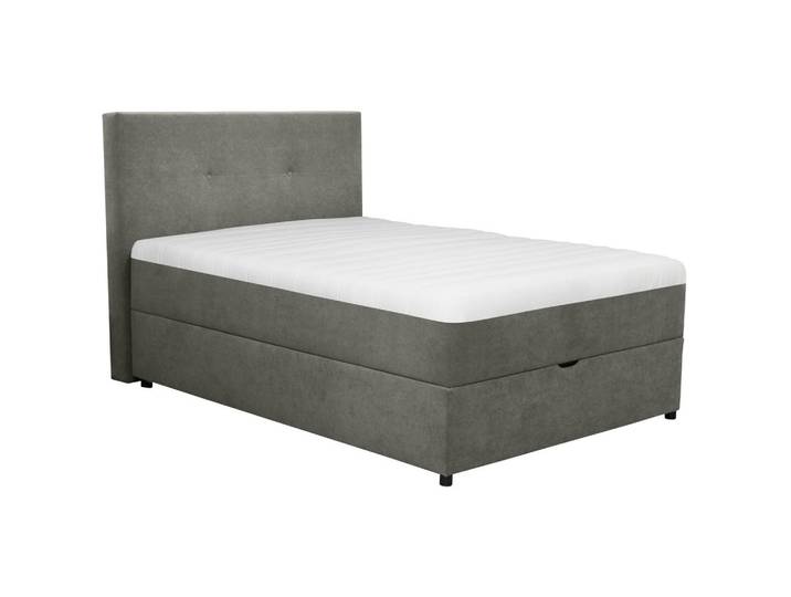 Carryhome Boxbett, Dunkelgrau, Kunststoff, H3, Höhe ca. 20 cm, 100x200 cm, gepolstertes Kopfteil, Schlafzimmer, Betten, Boxspringbetten