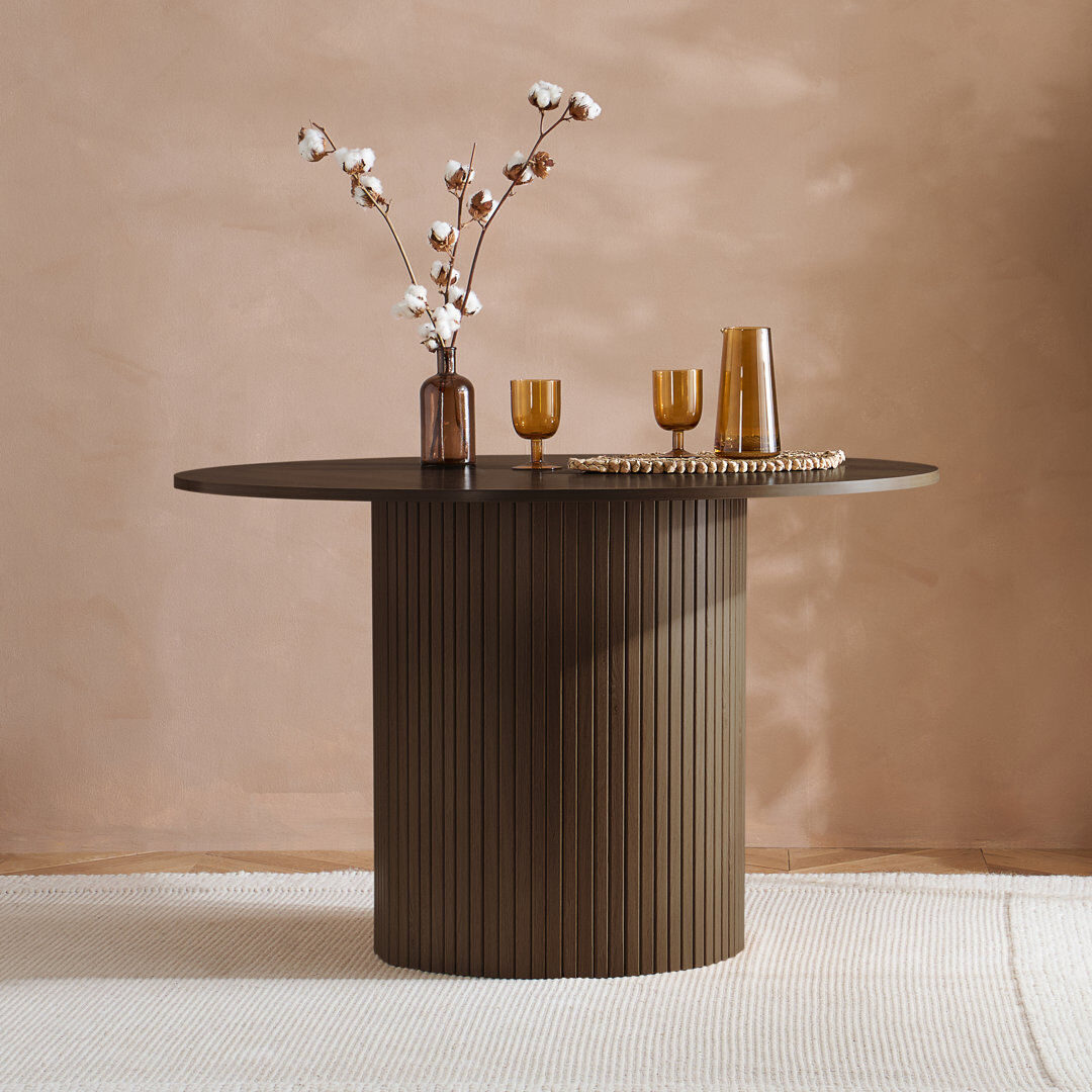 17 Stories Suire ROUND FLUTED DINING TABLE  Brown