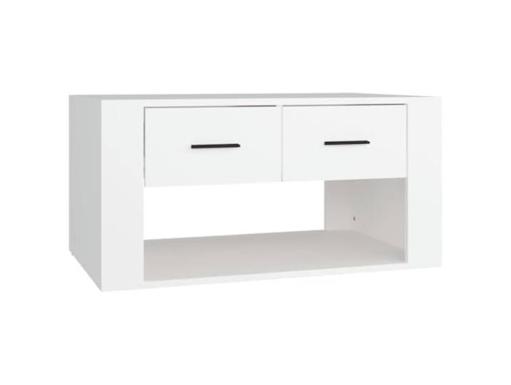 KUTYWEXFM Couchtisch Weiß 80x50x40 cm Wohnzimmertisch Holzwerkstoff Zwei Schubladen bieten diskreten Stauraum für das Wohnzimmer, während die glatte Ablage Platz für Dekoration schafft.