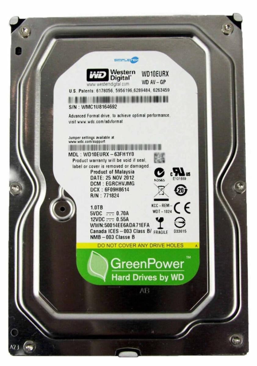 Western Digital AV-GP Externe Harde Schijf, 1 TB, 3.5 inch, 64 MB, SATA III