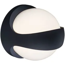 UP DOWN Wandleuchte Aussen LED Wandlampe Kugel UP and DOWN Leuchten Aussen anthrazit, Kugel in weiß, 1x LED 12 Watt 520 Lumen warmweiß, HxBxA 20x20x18 cm