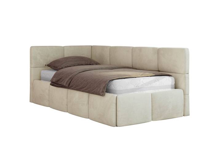 JUGENDBETT ARVO 90/200 - Beige Velvet - Foam-Matratze - Links Seite