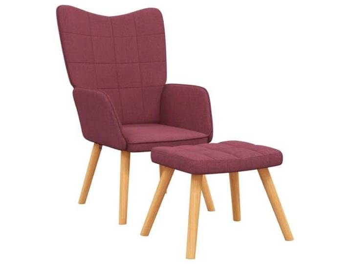 Relaxsessel mit Hocker Weinrot Stoff Stahlrahmen, Holzbeine, Schaumstoff-Polsterung, quadratische Nähte, max. 110 kg pro Sitzplatz