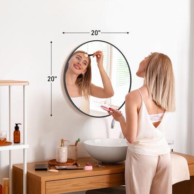 Fusion Finds Round Wall Mirror With Matte Gold Frame For Bathroom, Bedroom & Living Room black