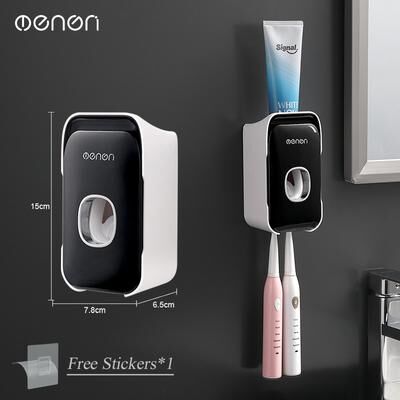 Quick Pick Pro Wall Mounted Toothpaste Dispenser With Toothbrush Holder Bathroom Organizer black Upgrade