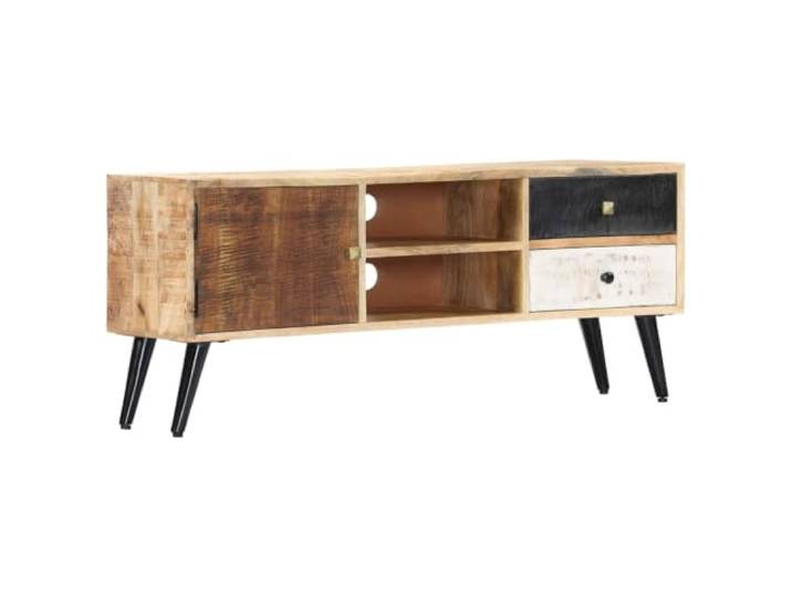 GKMBCVDFR TV-Schrank 115×30×47 cm Mango-Massivholz Retro Sideboard Mango-Massivholz, 2 Fächer, 1 Tür, 2 Schubladen, handgefertigt, Retro-Stil, vielseitig nutzbar