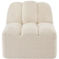 MODFU Rahmenloses Sofa aus granuliertem Fleece in Beige-Weiß mit Ottomane