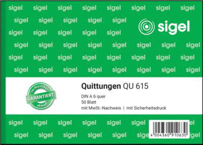 sigel® Quittungen mit MWSt.-Nachweis QU615, DIN A6 quer, 50 Blatt