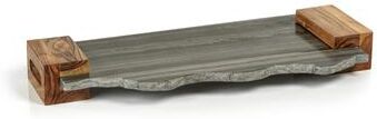 Zodax Catania Gray Marble Tray with Wood Handles