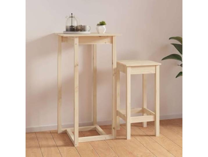 HEFZGDB Massivholz Bartisch Kiefer 60x60x110 cm mit Stabiler Tischplatte für Wohnzimmer und Terrasse, rustikaler Sofatisch aus Kiefernholz für Getränke und Dekoration