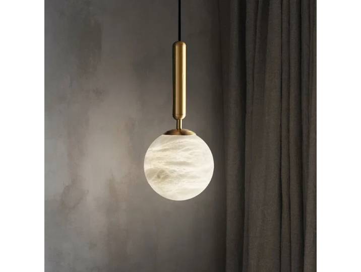 Lampe suspendue moderne en marbre tout en cuivre, lampe de chevet à tête unique pour chambre à coucher, lustre de styliste en albâtre pour Restaurant, décoration d'intérieur