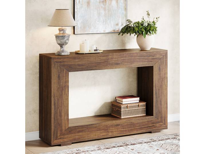 Table console de style farmhouse Tribesigns, table console d'entrée de 47 pouces avec rangement, table d'appoint industrielle pour couloir