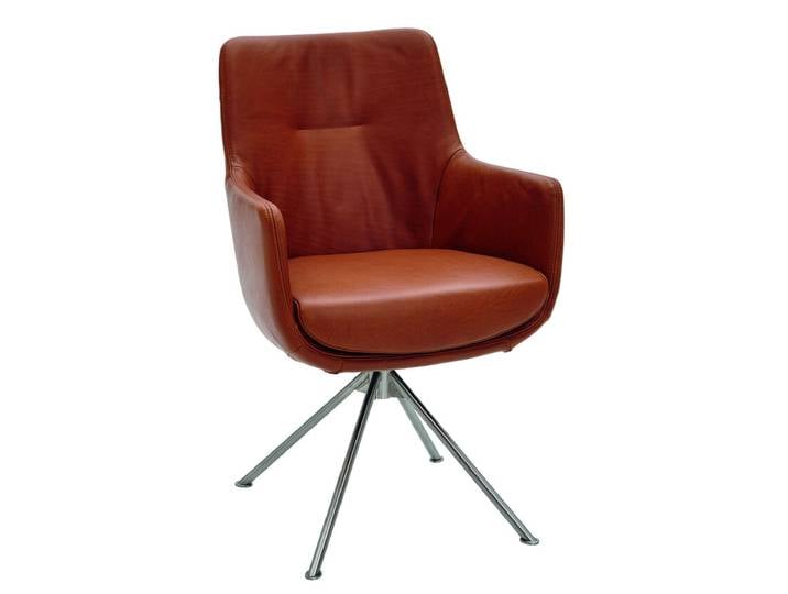 WOHNEN Armlehnstuhl 92x60x61 cm Metall/Leder cognac