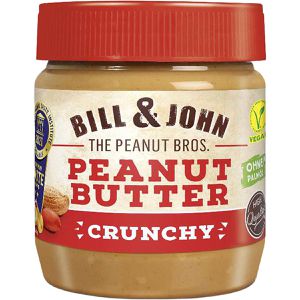 Bill&John Erdnussbutter Peanut Butter, crunchy, 91% Erdnussgehalt, vegan, ohne Palmöl, 350 g