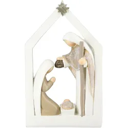 GILDE Krippe Die heilige Familie H=15cm - weiß