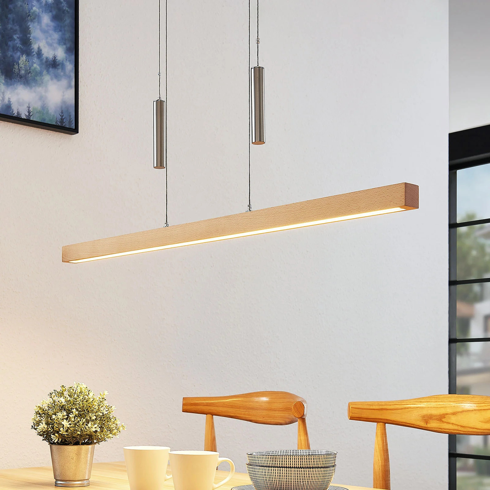 Lucande Pia Hanglamp - Beech - Modern Organisch Design - LED