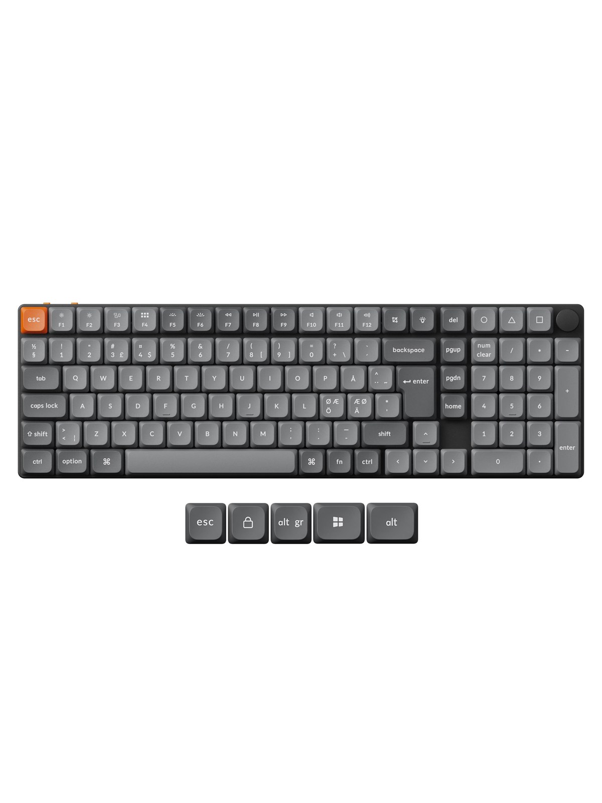 Keychron K17 MAX Wireless Tri-Mode Hot Swap QMK/VIA Gateron Low Profile Red - Gaming Tastatur - 96% - Nordic ISO - Schwarz