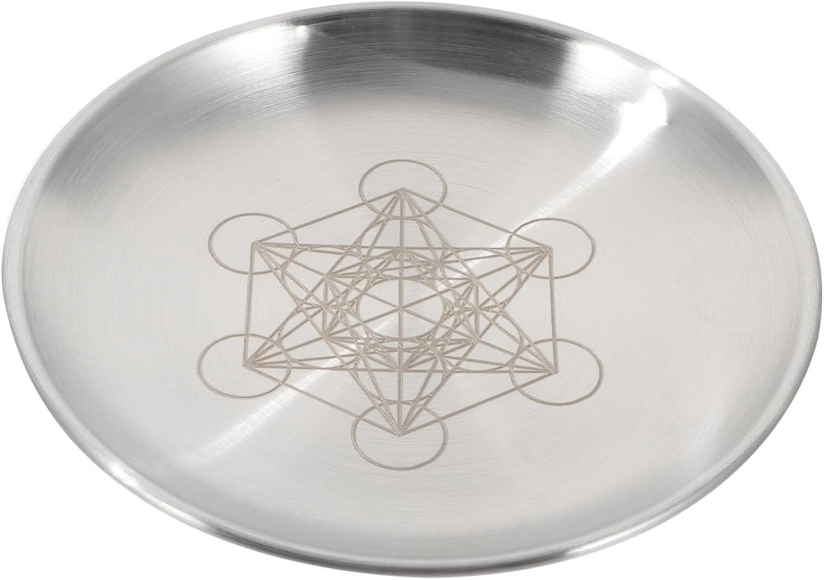 Altar Decoratie Schaal Rituele Plate met Uniek Patroon Design in Zilverkleur - 14 x 14 cm